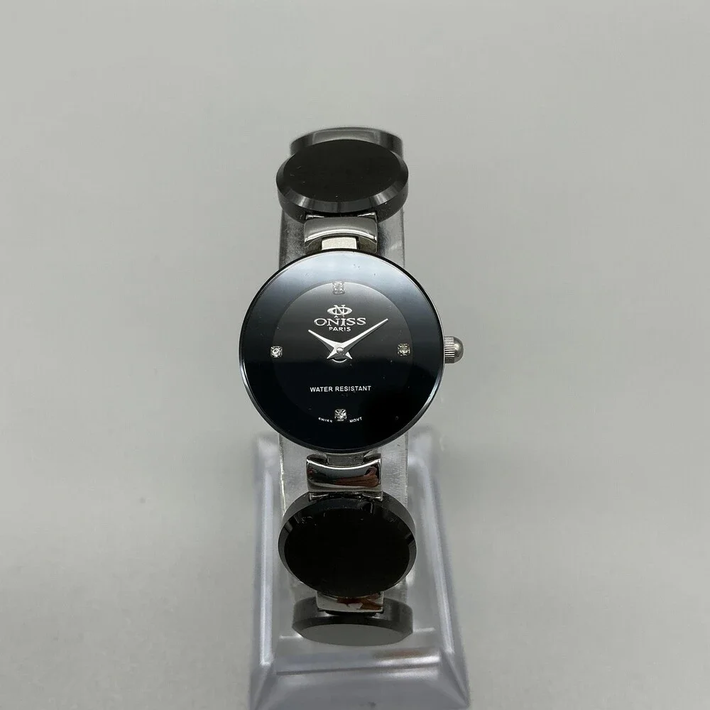 Oniss ON034-L Womens Watch 22mm Black Dial Ceramic Swiss in Box New Battery 6.5